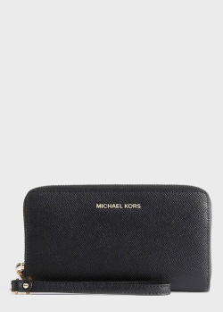 Чорний гаманець Michael Kors Lg Coin зі шкіри з тисненням, фото