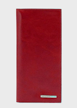 Портмоне Piquadro Blue Square кожаное красное вертикальное с отделениями для карт и документов, фото