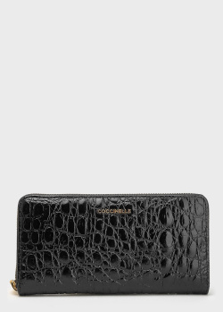 Чорний гаманець Coccinelle з тисненням кроко, фото