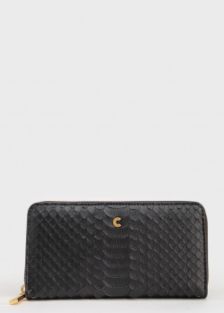 Чорний гаманець Coccinelle з тисненням під рептилію, фото