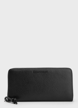 Чорний гаманець Emporio Armani із зернистої шкіри, фото
