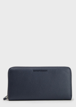 Синій гаманець Emporio Armani із зернистої шкіри, фото
