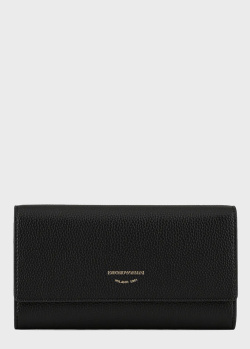 Чорний гаманець Emporio Armani із золотистим написом, фото