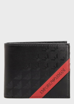 Черное портмоне Emporio Armani с контрастной вставкой, фото