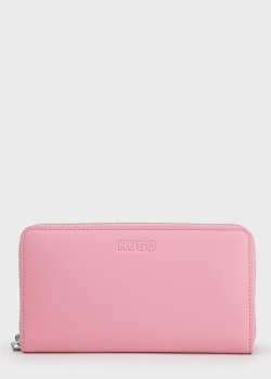 Рожевий гаманець Hugo Boss Hugo з брендовим тисненням, фото