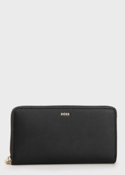 Черный кошелек Hugo Boss с фирменным декором, фото