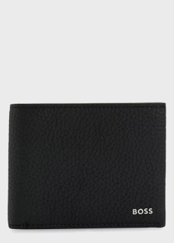 Чорне портмоне Hugo Boss із зернистої шкіри, фото