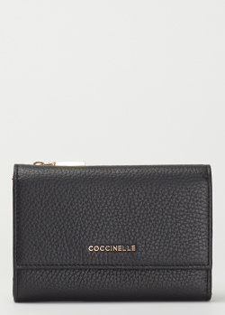 Черное портмоне Coccinelle с золотистым логотипом, фото