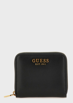 Чорне портмоне Guess Laurel з брендовим декором, фото