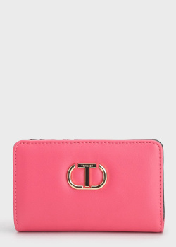 Рожевий гаманець Twin-Set із брендовою шильдою, фото