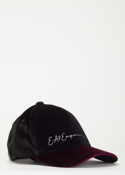 Велюровая кепка EA7 Emporio Armani с фирменной вышивкой, фото