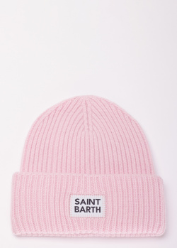 Розовая шапка из смесовой шерсти Mc2 Saint Barth Berry W с брендовой нашивкой, фото