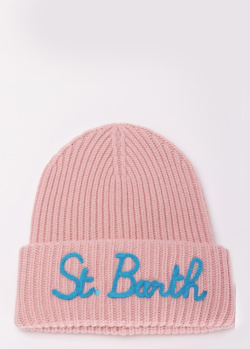 Розовая шапка с вышивкой Mc2 Saint Barth Lindsey из шерсти с кашемиром, фото