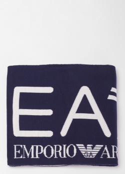 Сине-белый шарф EA7 Emporio Armani из акрила, фото