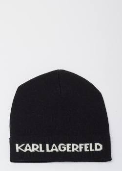 Чорна шапка Karl Lagerfeld із змішаної вовни, фото