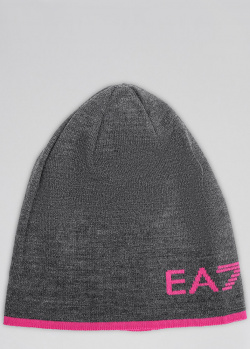 Сіра шапка EA7 Emporio Armani з логотипом, фото