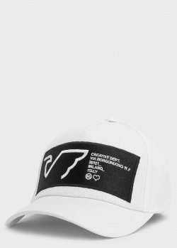 Біла кепка Emporio Armani Borgonuovo із чорною нашивкою, фото
