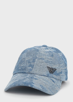 Джинсова кепка Emporio Armani блакитного кольору, фото