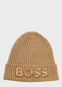Вовняна шапка Hugo Boss з логотипом, фото