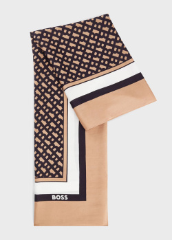 Шелковый платок Hugo Boss с брендовым узором, фото