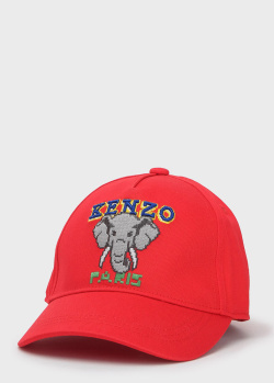 Червона дитяча кепка Kenzo з малюнком слона, фото