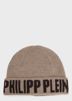 Вовняна шапка Philipp Plein коричневого кольору, фото