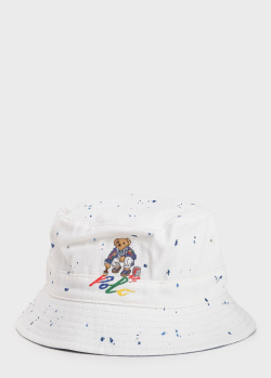 Белая панама Polo Ralph Lauren с эффектом брызг краски, фото