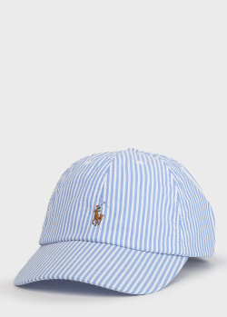 Дитяча кепка Polo Ralph Lauren у біло-блакитну смужку, фото