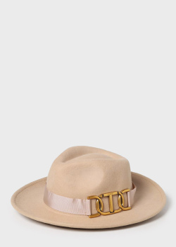 Вовняний капелюх Twin-Set бежевого кольору, фото