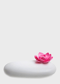 Футляр білого кольору із рожевою квіткою Qualy Lotus, фото