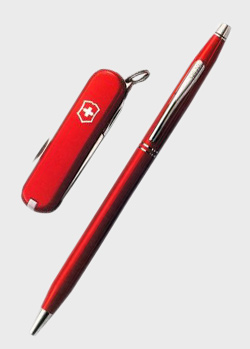 Набор Victorinox Classic из красной шариковой ручки и складного ножа, фото