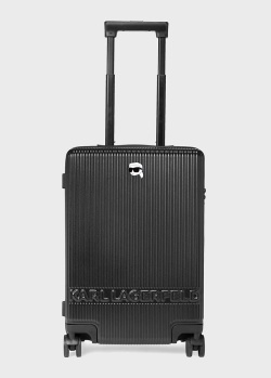 Чорна валіза Karl Lagerfeld 35x54x23см з фірмовим написом, фото