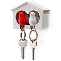 Настінна ключниця з двома брелоками Qualy Duo Sparrow Qualy біла з червоним, фото
