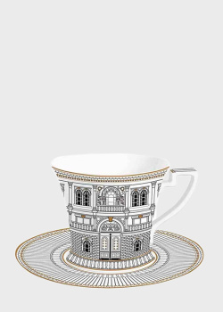 Фарфоровая чайная чашка с блюдцем Easy Life Palazzo 200мл, фото