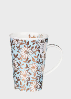 Голубая чашка с цветочным узором Dunoon Shetland Aqua 440мл, фото
