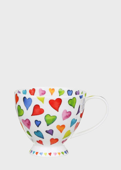 Чашка из фарфора с разноцветными сердцами Dunoon Skye Warm Hearts 450мл, фото