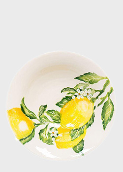 Салатница Villa Grazia Солнечный лимон 30см с рисунком лимона, фото