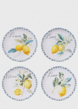 Набір із салатних тарілок Certified International Стиглий лимон 4шт, фото