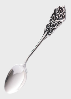 Серебряная чайная ложка Оникс с витиеватым узором, фото