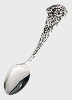 Серебряная чайная ложка Оникс с цветочным узором, фото