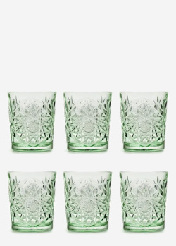Набір склянок для віскі Libbey Leerdam Hobstar Colored Ebony Green 350мл 6 шт, фото