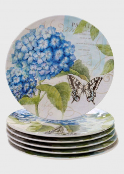 Набор из 4 обеденных тарелок Certified International Сад гортензий 28см, фото