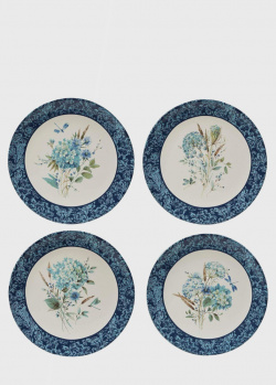Набір із обідніх тарілок Certified International Сині квіти Богемії 4шт, фото