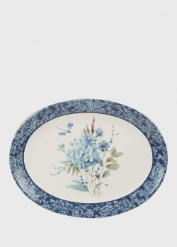 Керамическое блюдо Certified International Синие цветы Богемии с узорной каймой, фото