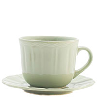 Чашка для чая с блюдцем Comtesse Milano Ritmo светло-зеленая, фото