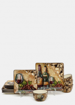 Сервіз із квадратними тарілками Certified International Тосканський натюрморт на 4 персони, фото