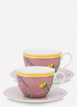 Чашки зі блюдцями Pip Studio La Majorelle Pink 280мл, фото
