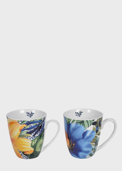 Набор чашек из фарфора с цветочным рисунком Brandani Тропические цветы 300мл 2шт, фото