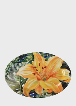 Овальное фарфоровое блюдо Brandani Тропические цветы 40х28см, фото