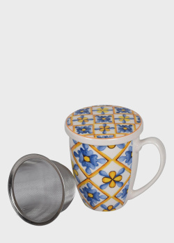Чашка-заварник с крышкой из фарфора Brandani Medicea 350мл, фото